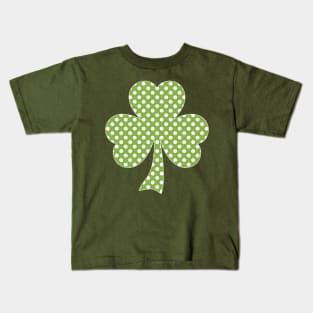 Greenery Shamrock Clover Polka dots St. Patrick's Day Kids T-Shirt